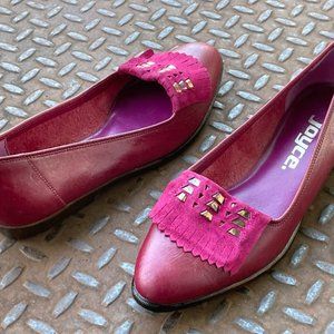 Joyce Women Shoes Flat Purple Leather Upper Slip On Size 7.5M Made in Brazil